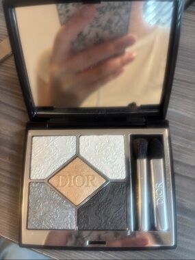 Dior Five-Color Eyeshadow Palette in champagne, silver and charcoal